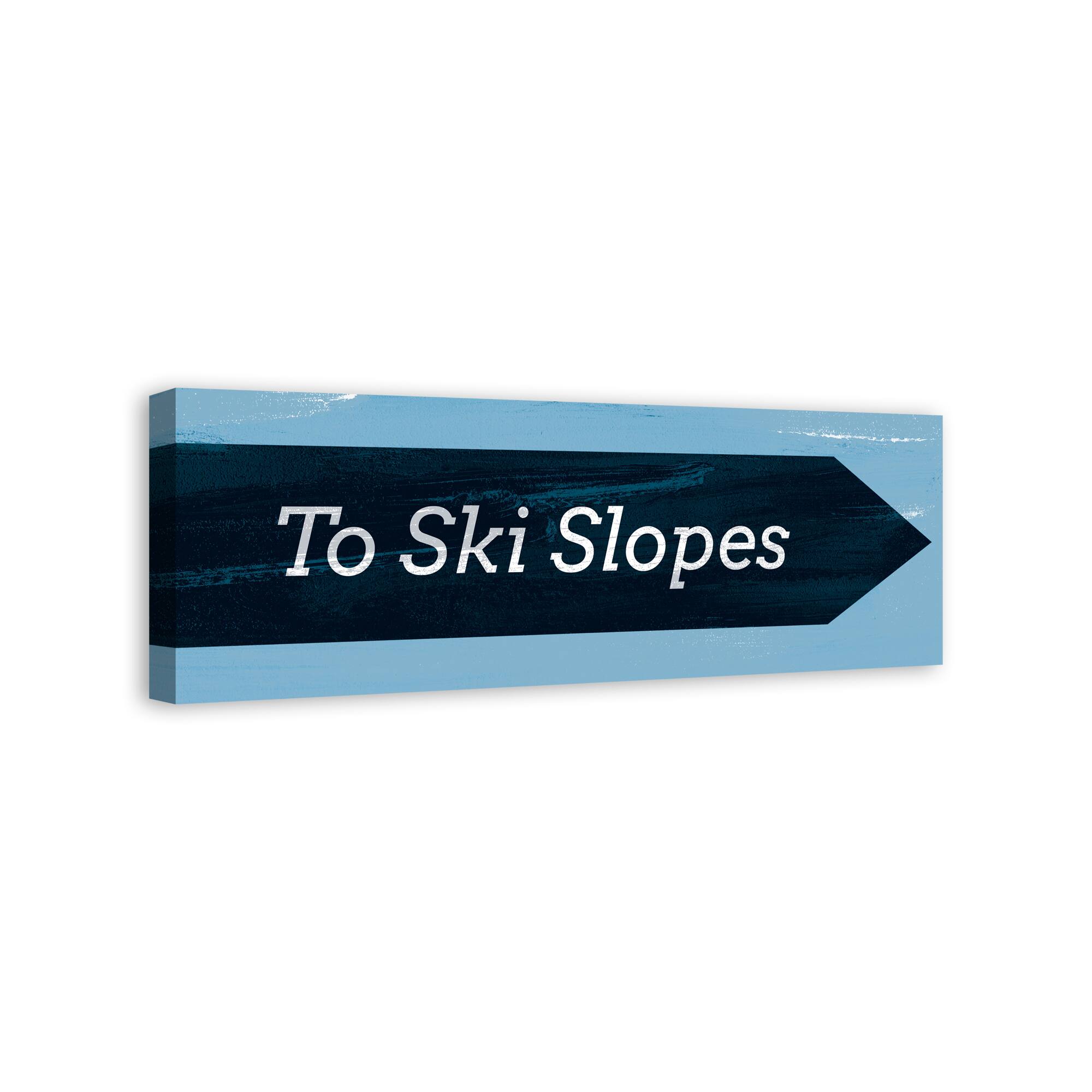 Ski Slopes Arrow Sign 36x12 Canvas Wall Art
